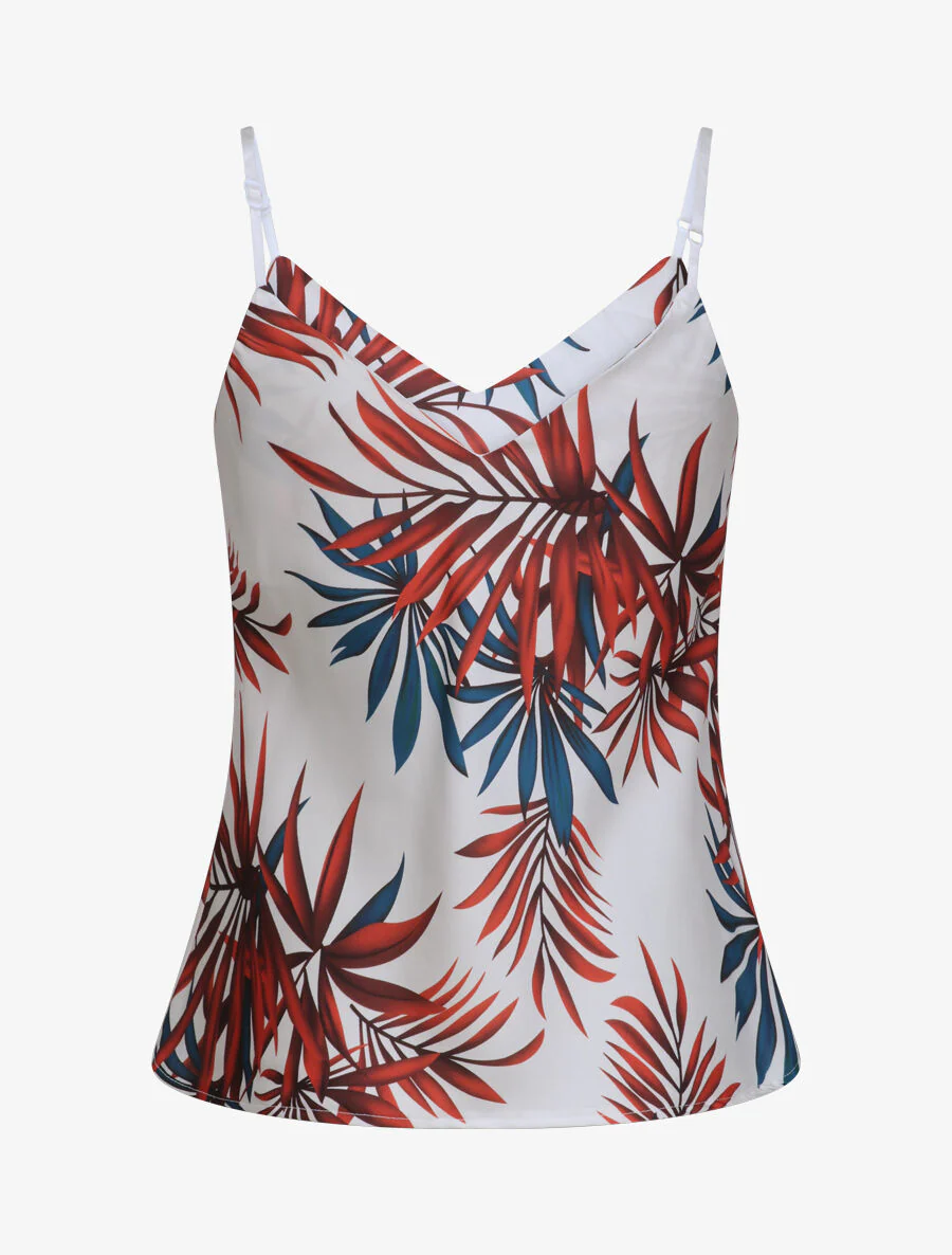 Caraco imprimé feuilles de palmiers - Blanc - Image 2