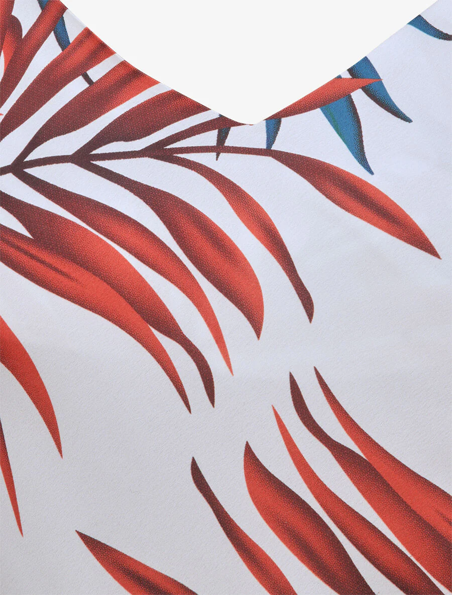 Caraco imprimé feuilles de palmiers - Blanc - Image 3
