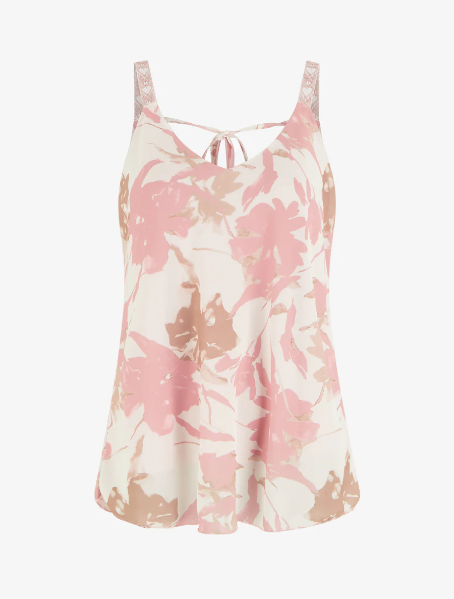 Caraco imprimé fleurs abstraites - Rose
