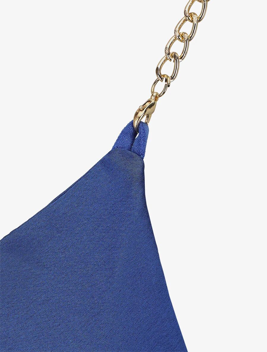 Caraco satiné à bretelles en mailles - Bleu roi - Image 3