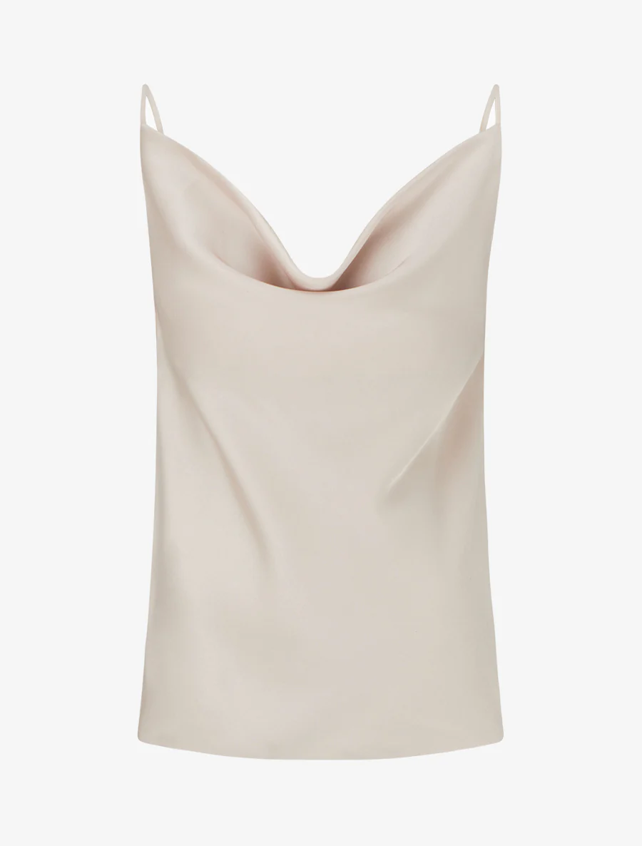 Caraco satiné à col bénitier - Beige clair