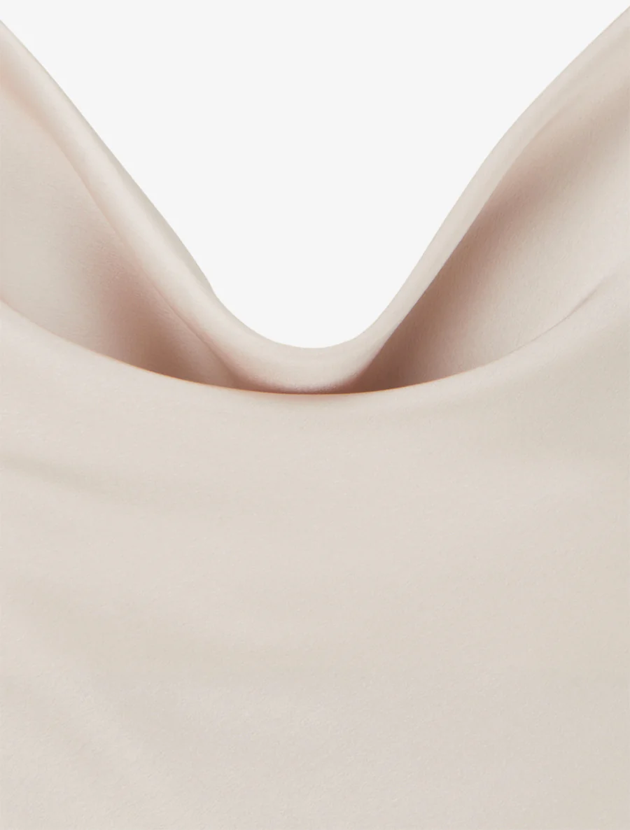 Caraco satiné à col bénitier - Beige clair - Image 3