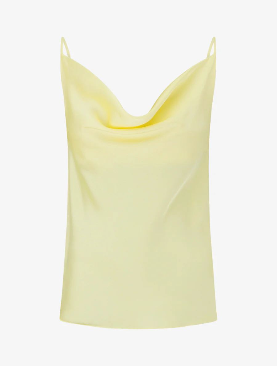 Caraco satiné à col bénitier - Jaune pâle