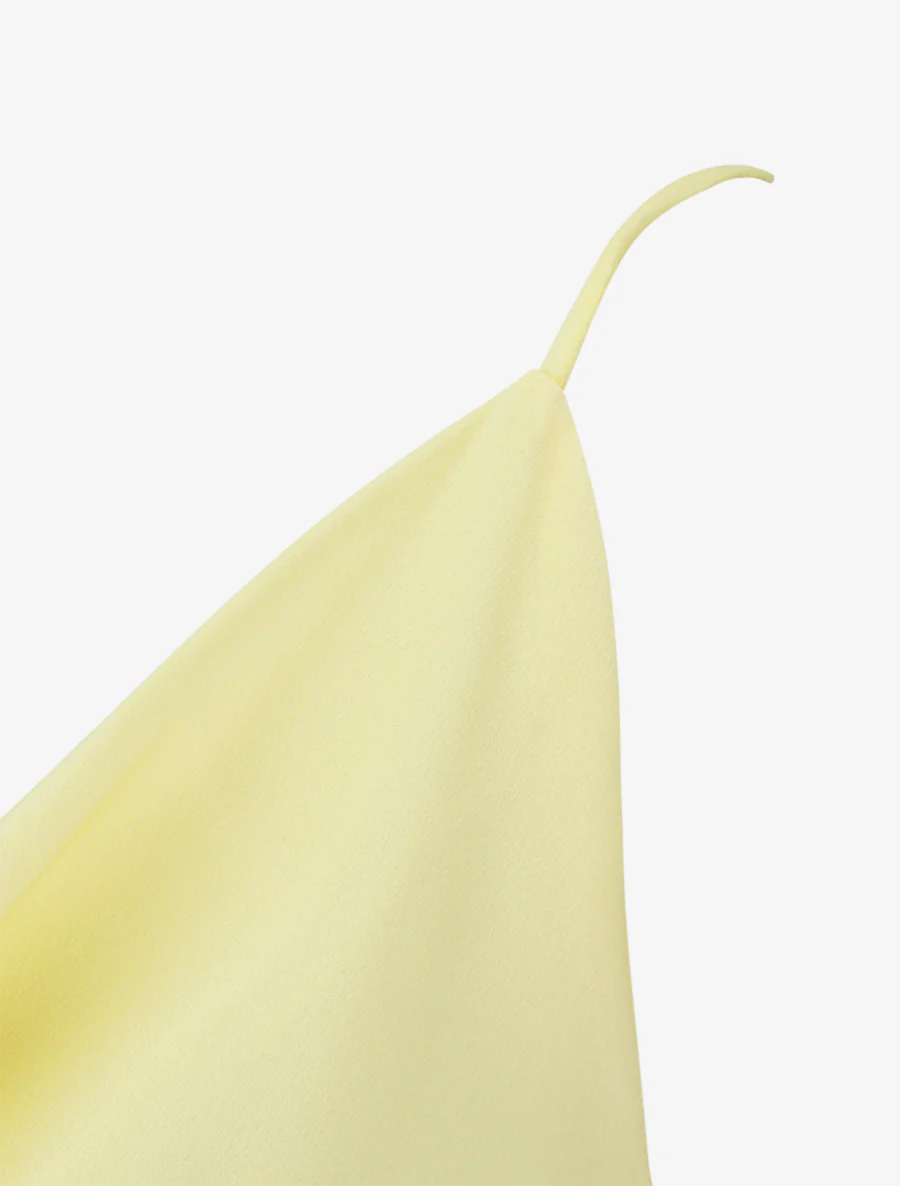 Caraco satiné à col bénitier - Jaune pâle - Image 3