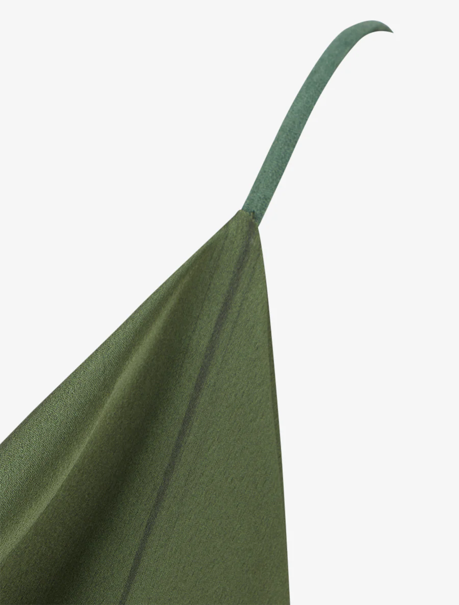 Caraco satiné à col bénitier - Kaki - Image 3