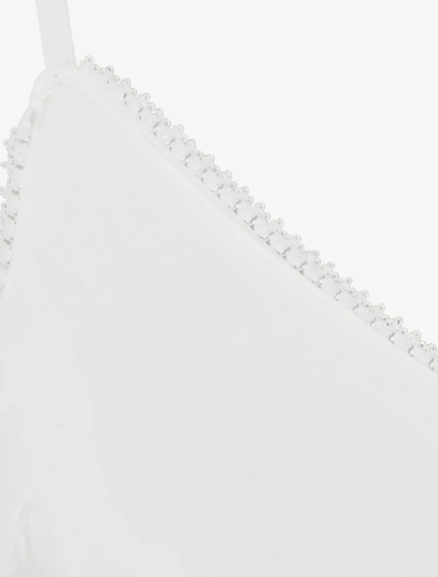 Caraco satiné à col V brodé - Blanc - Image 3