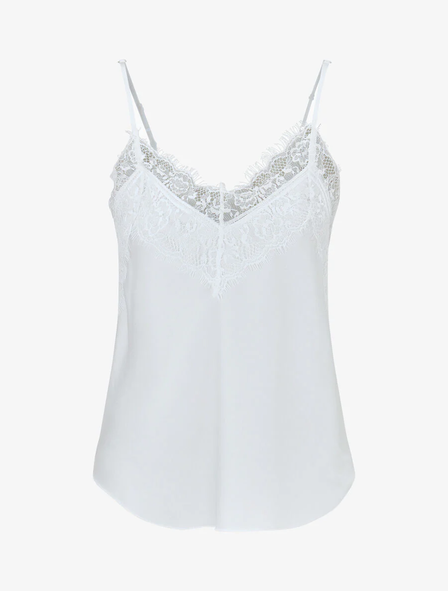 Caraco satiné à dentelle - Blanc