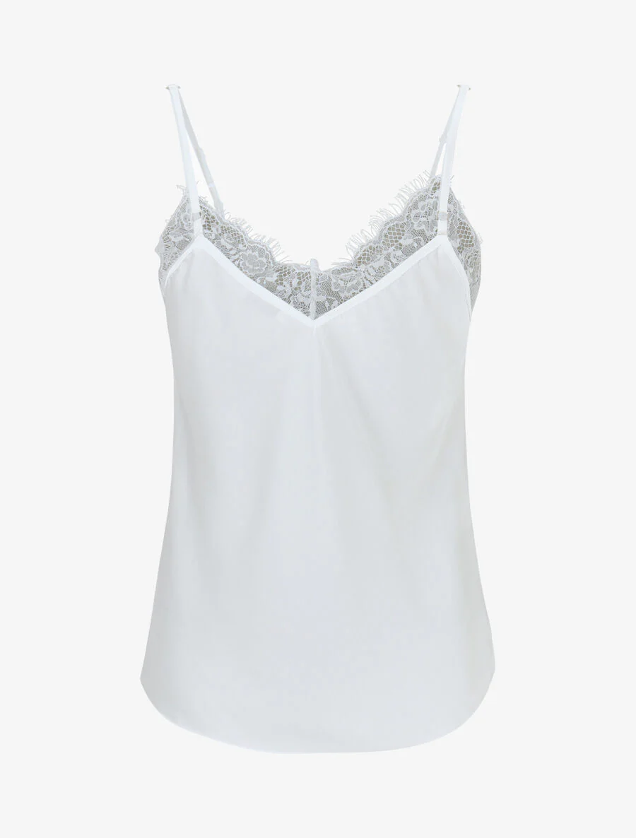 Caraco satiné à dentelle - Blanc - Image 2