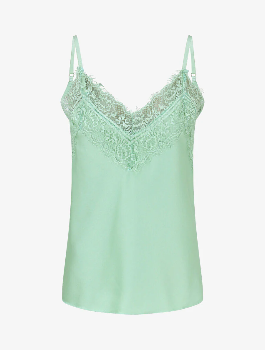 Caraco satiné à dentelle - Vert clair