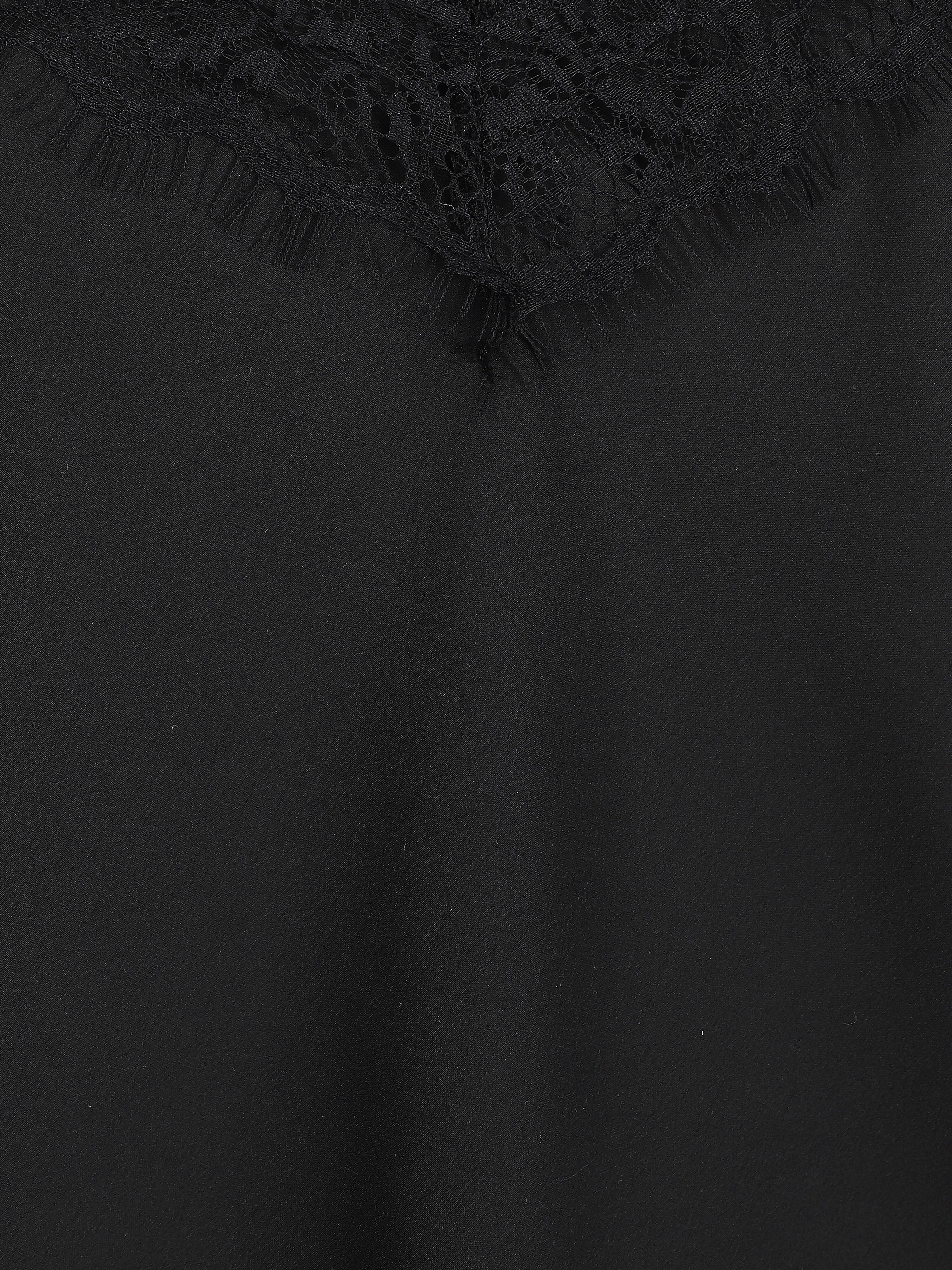 Caraco satiné à dentelle - Noir - Image 3