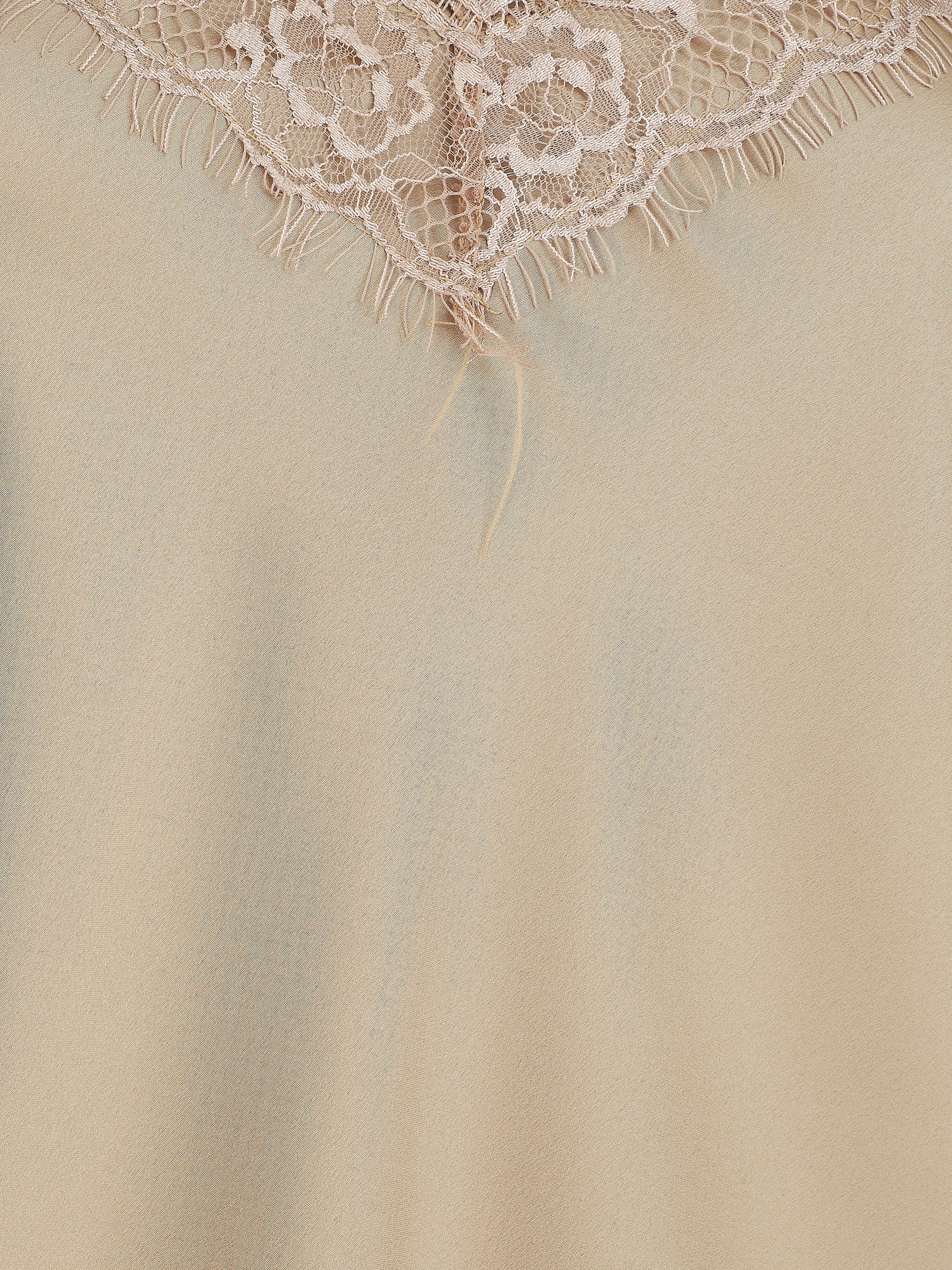 Caraco satiné à dentelle - Beige - Image 3