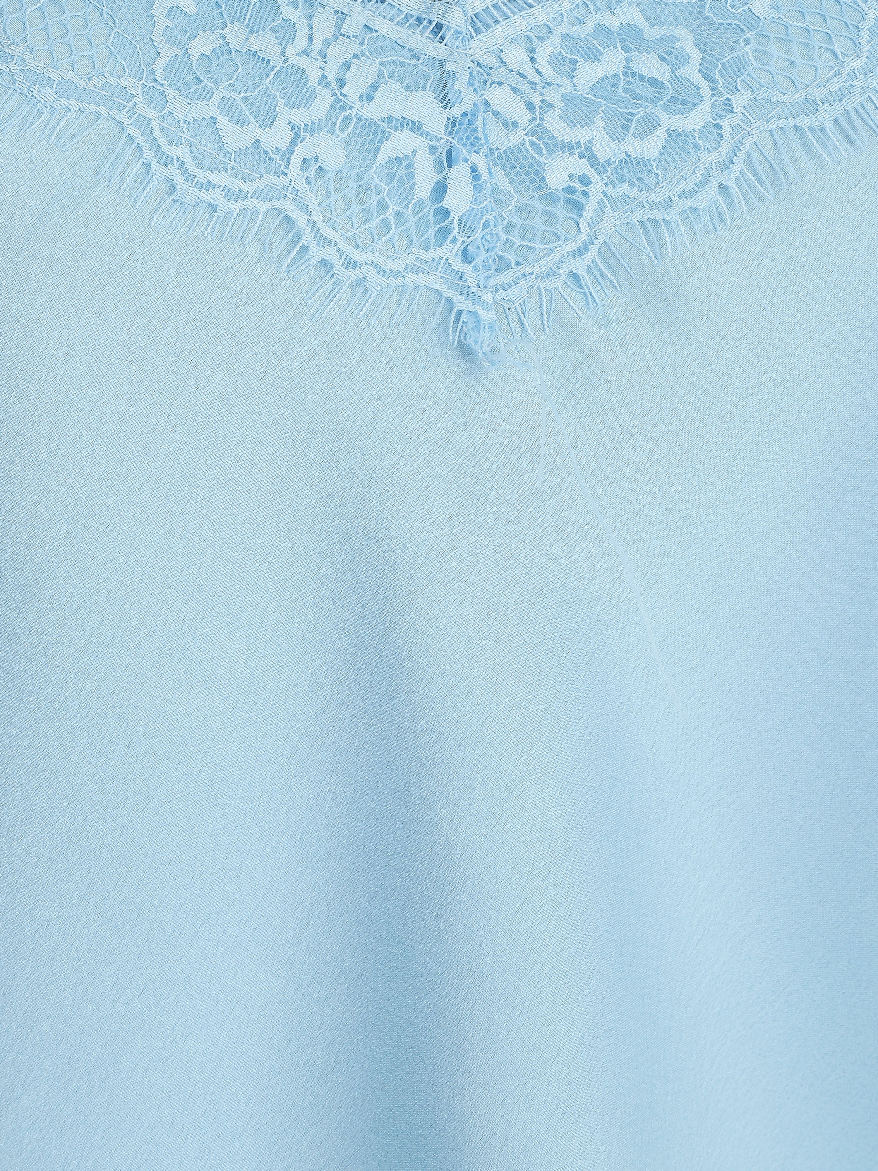 Caraco satiné à dentelle - Bleu ciel - Image 3
