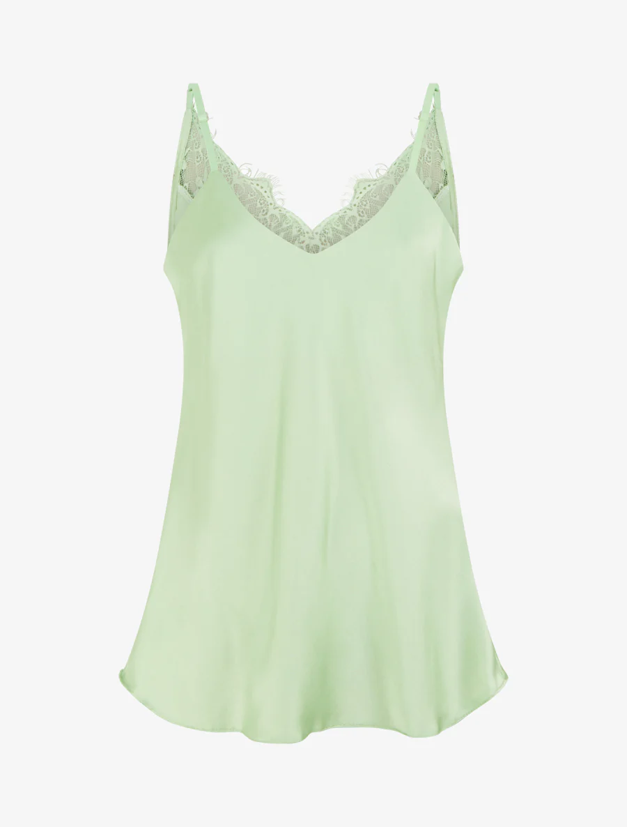 Caraco satiné à dos en dentelle - Vert pomme