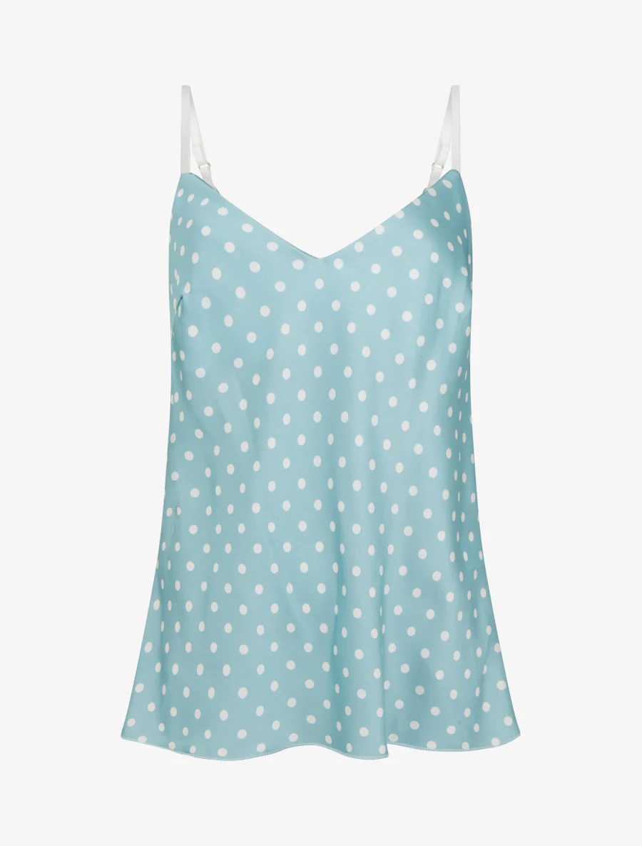 Caraco satiné imprimé à pois - Turquoise