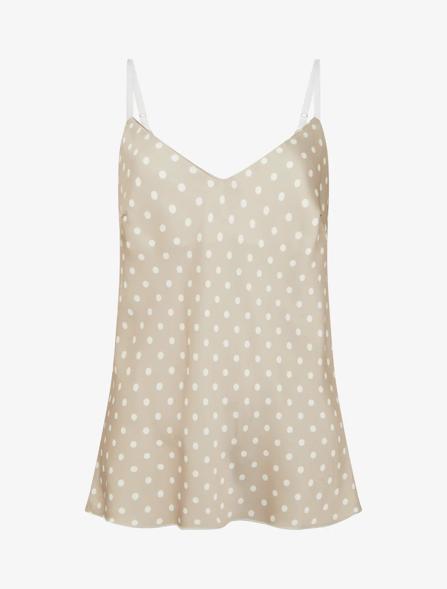 Caraco satiné imprimé à pois - Beige