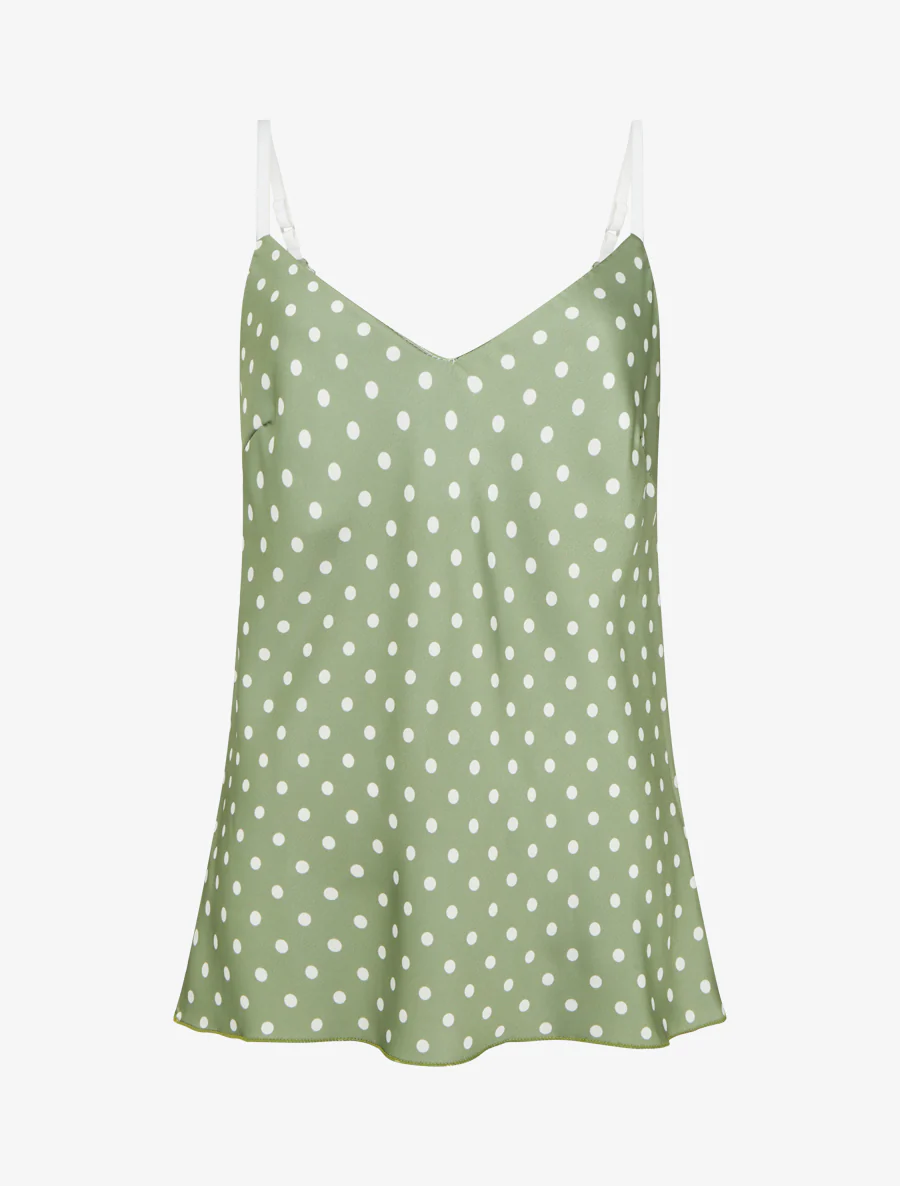 Caraco satiné imprimé à pois - Kaki