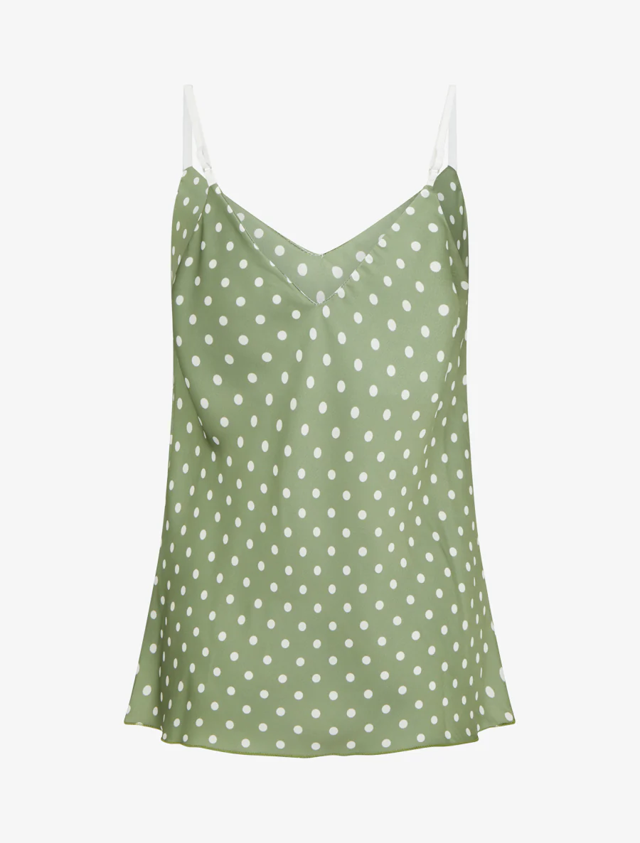 Caraco satiné imprimé à pois - Kaki - Image 2