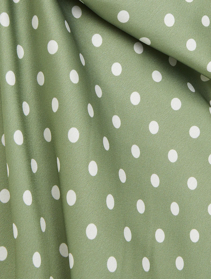 Caraco satiné imprimé à pois - Kaki - Image 3