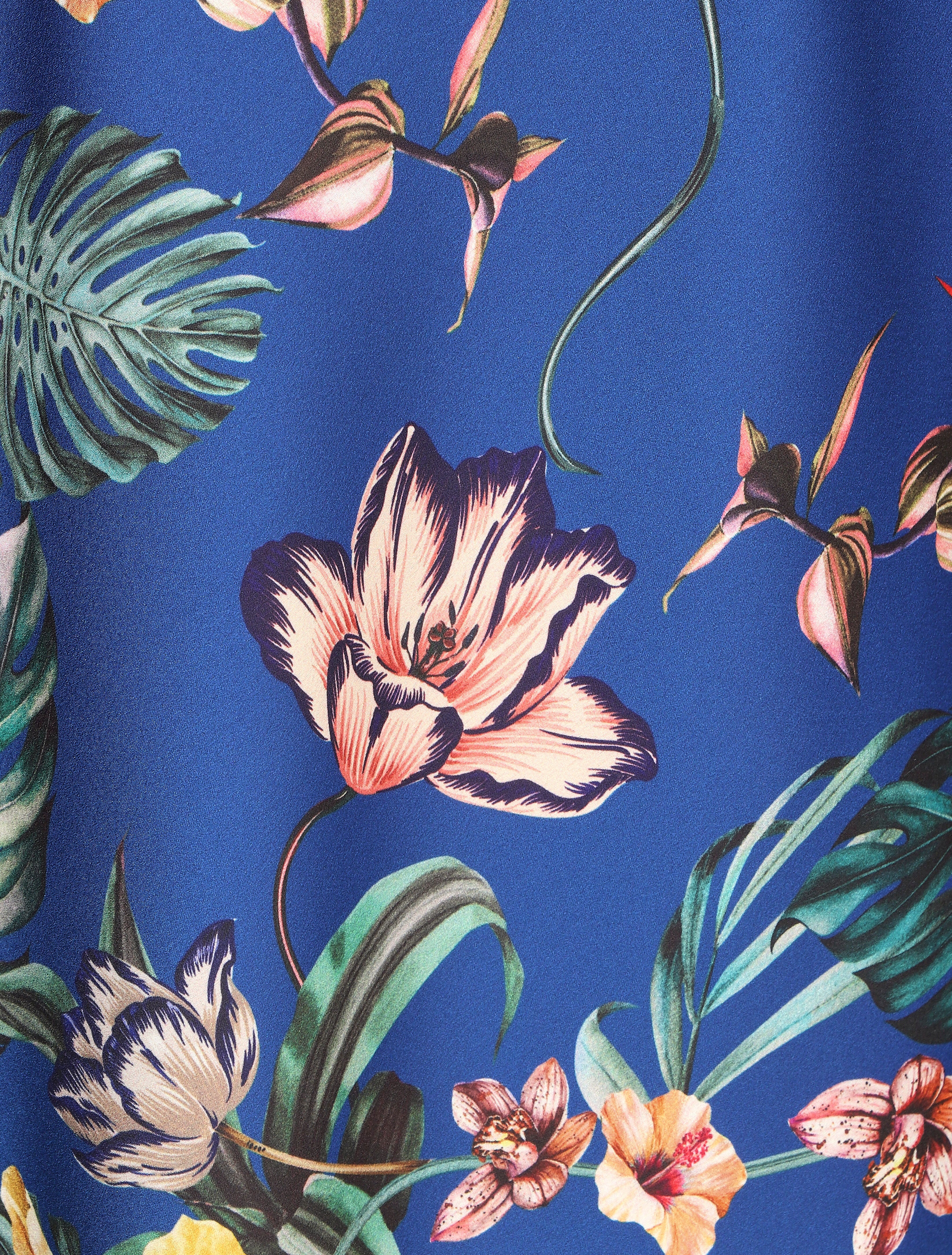 Caraco satiné imprimé fleuri - Bleu - Image 3