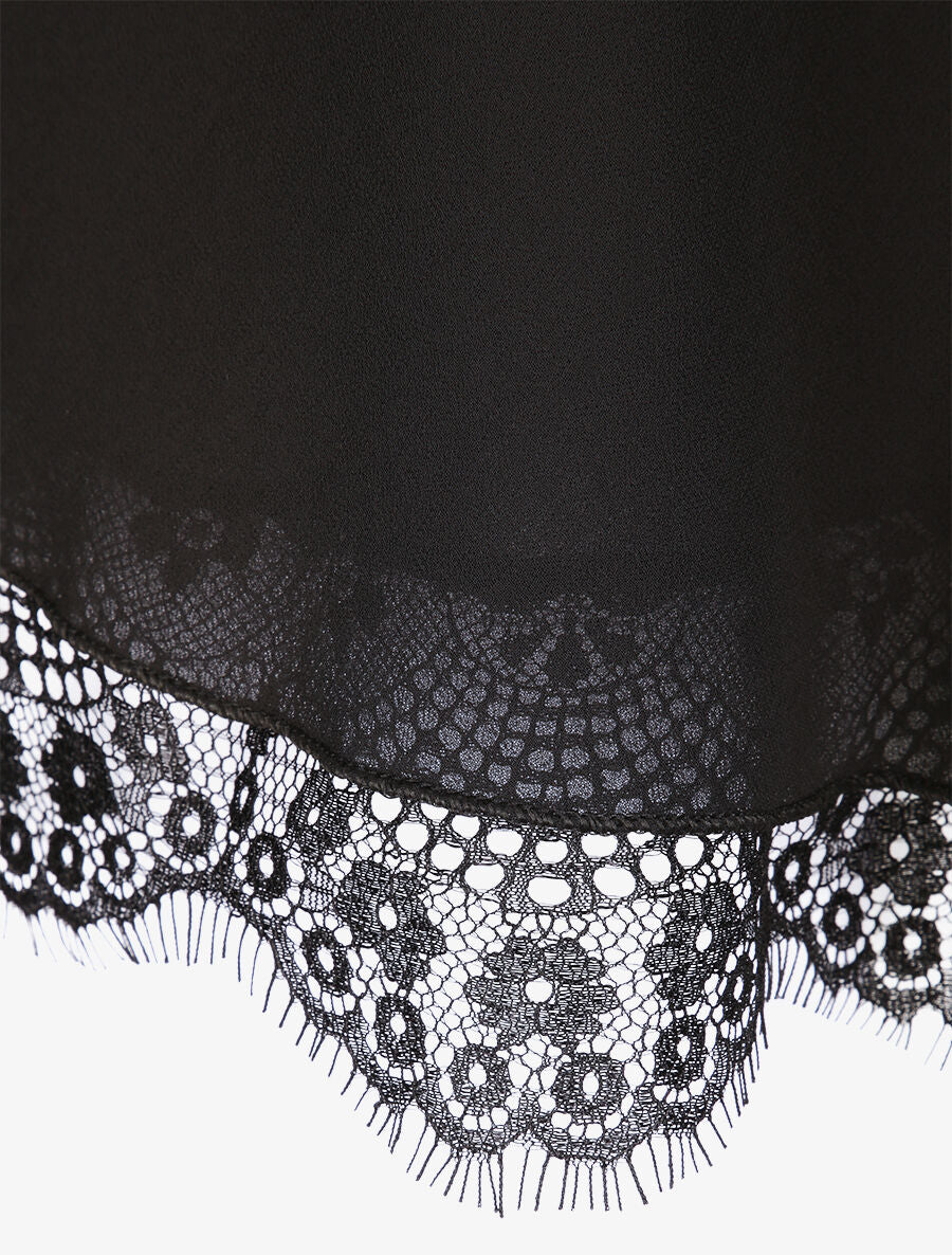 Caraco uni à bretelles croisées et détail dentelle - Noir - Image 3