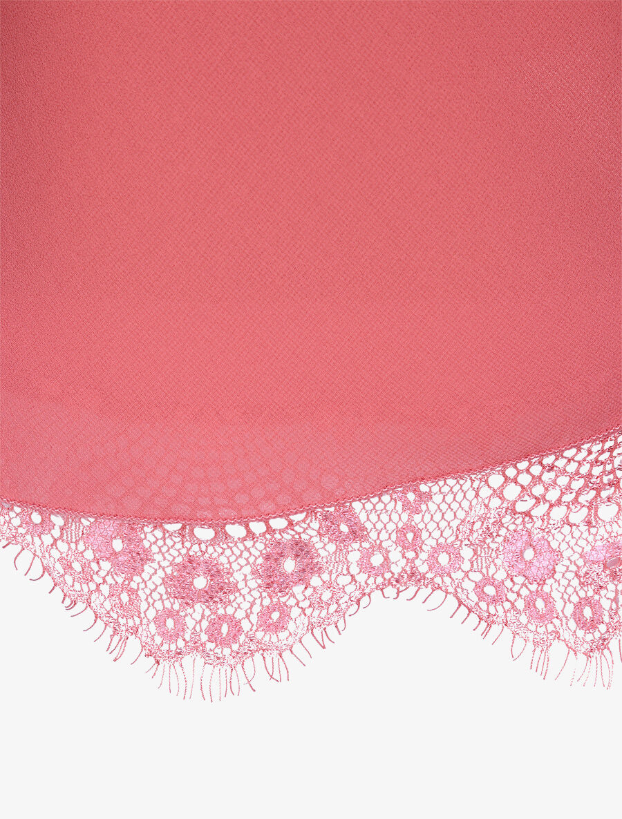 Caraco uni à bretelles croisées et détail dentelle - Vieux rose - Image 3