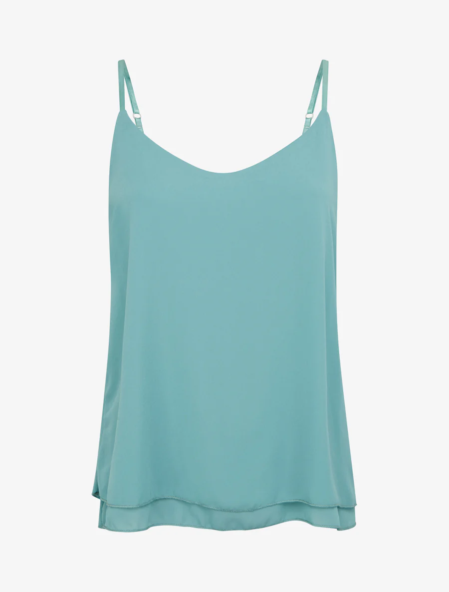 Caraco uni en voile superposé - Turquoise