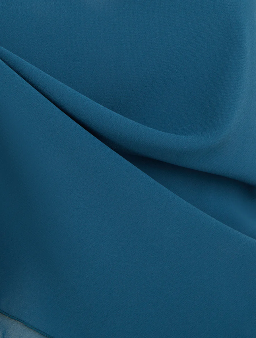 Caraco uni en voile superposé - Bleu canard - Image 3