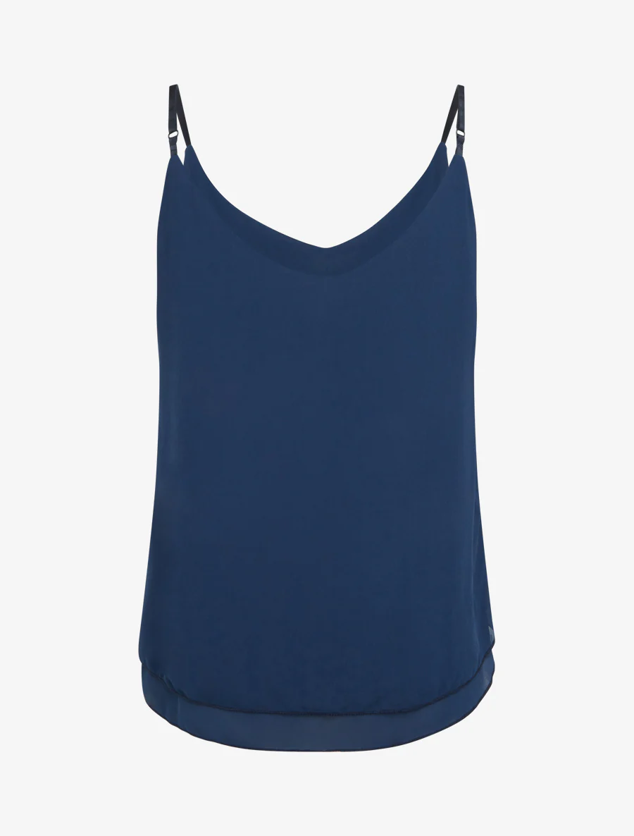 Caraco uni en voile superposé - Marine - Image 2