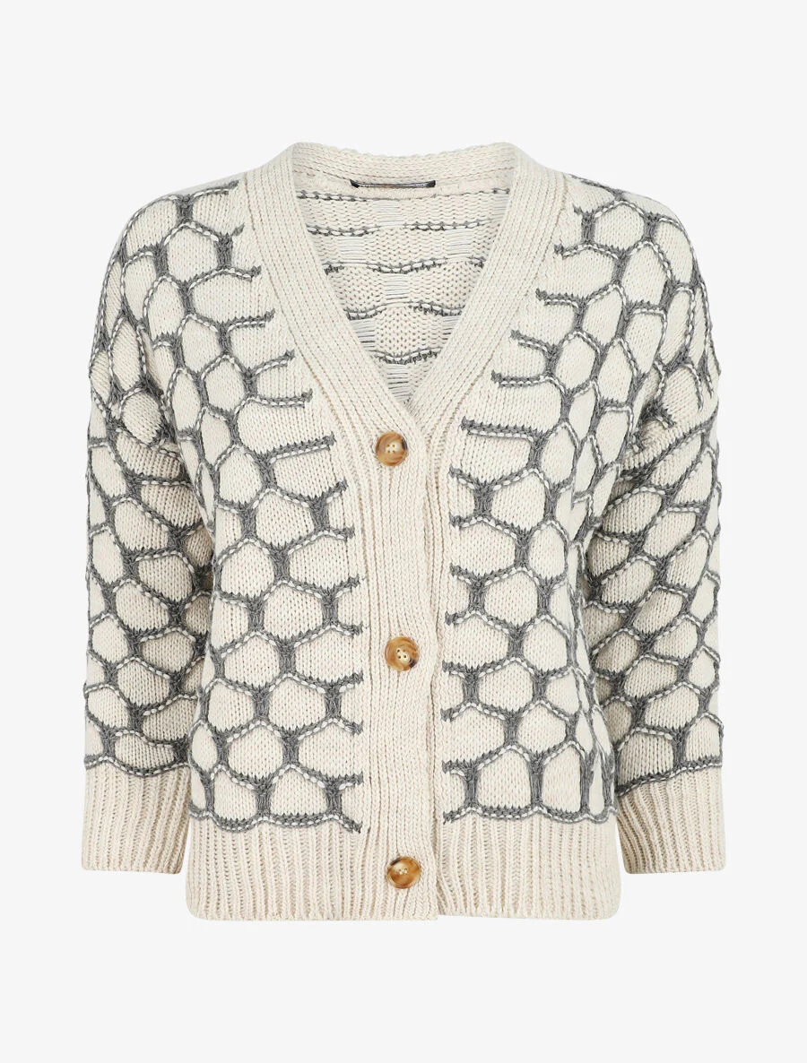 Cardigan à imprimé fantaisie - Gris