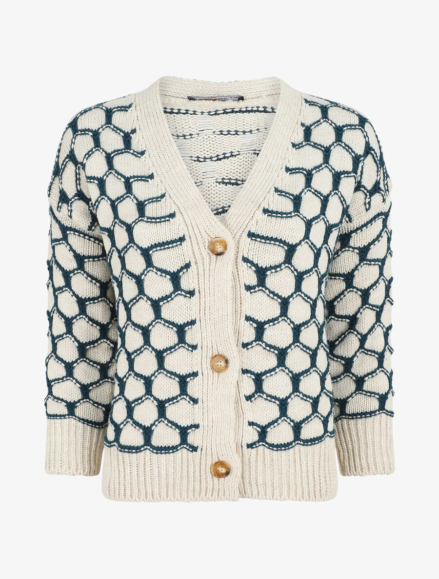 Cardigan à imprimé fantaisie - Bleu canard