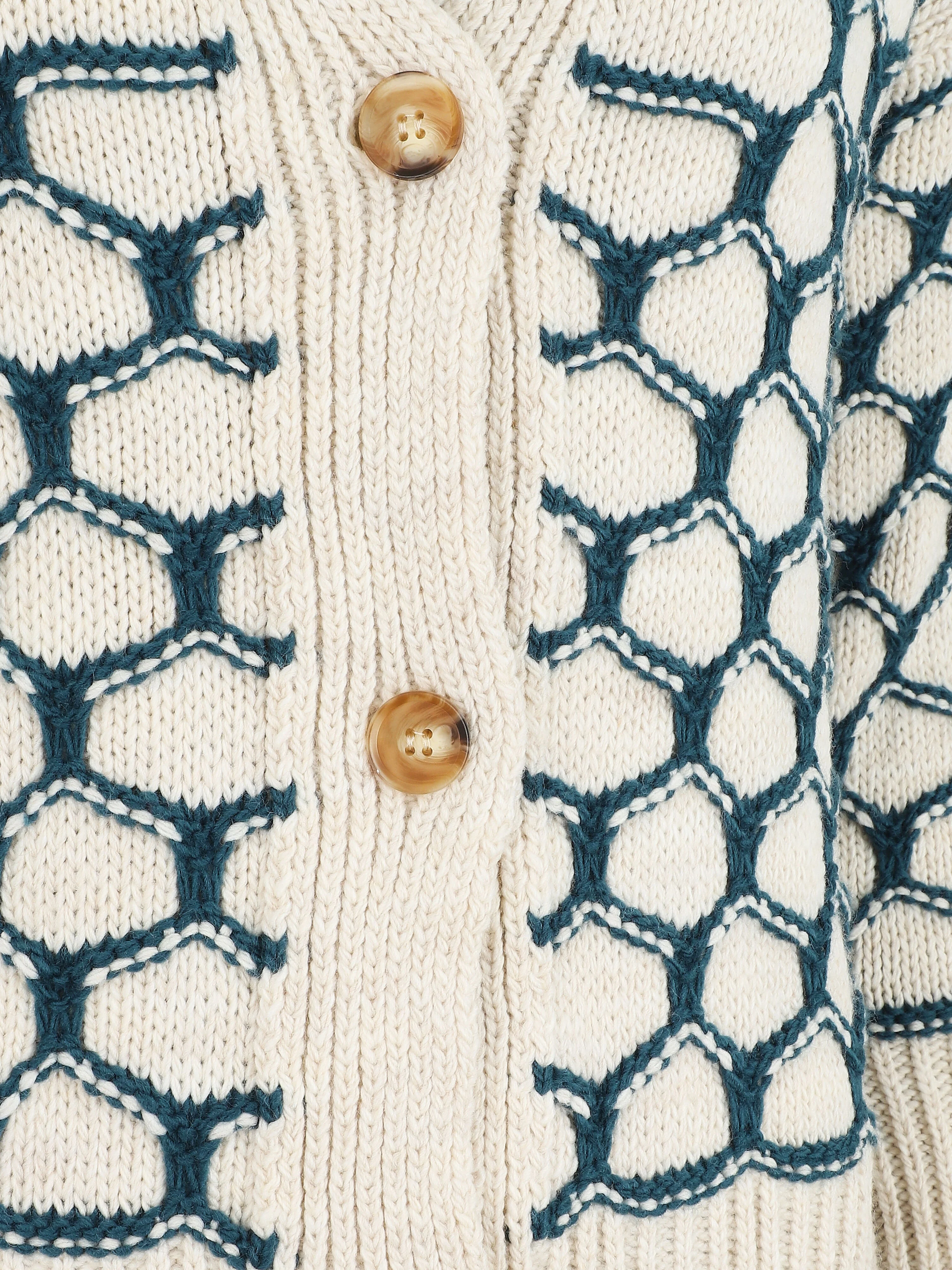 Cardigan à imprimé fantaisie - Bleu canard - Image 3