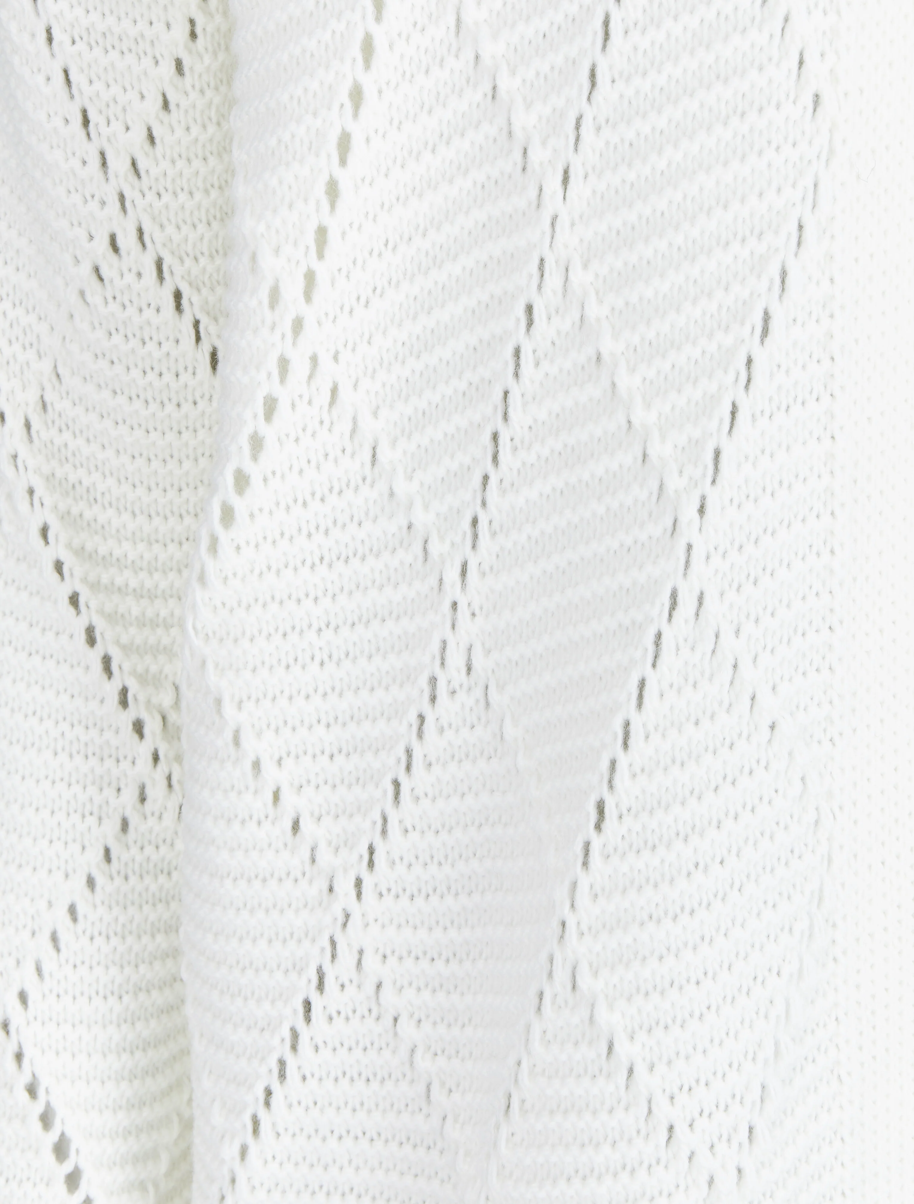 Cardigan mi-long en maille ajourée - Blanc - Image 3