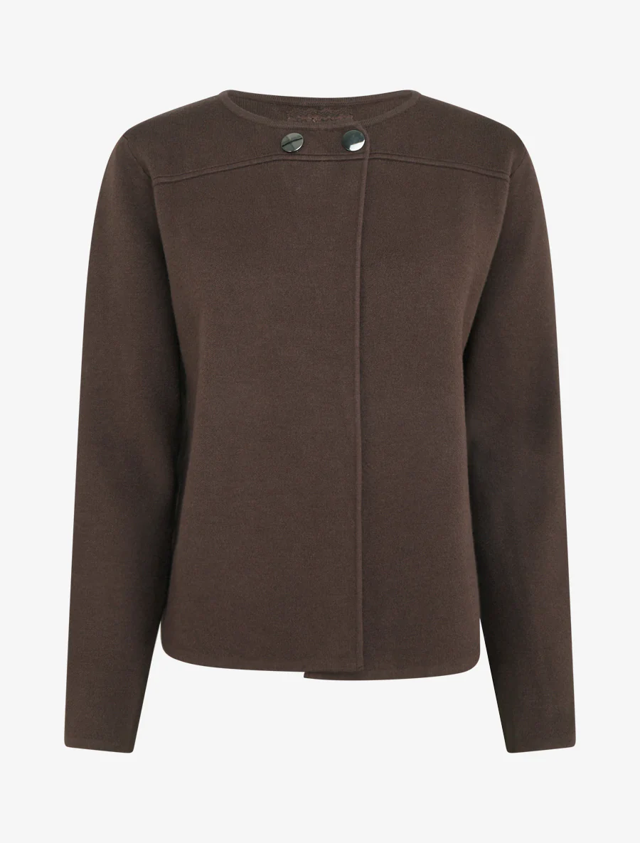 Cardigan uni à deux boutons - Marron