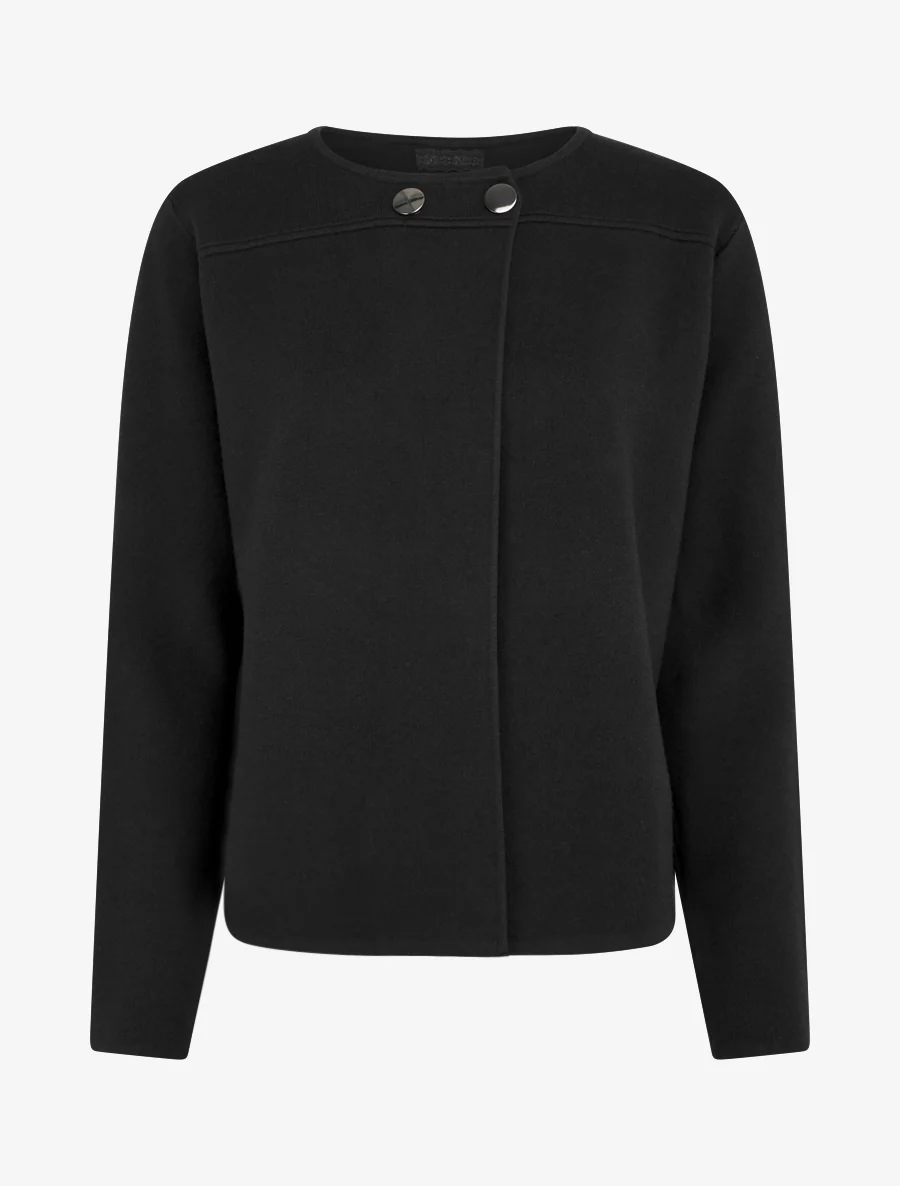 Cardigan uni à deux boutons - Noir