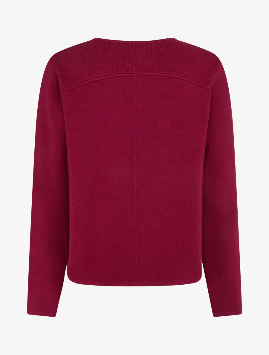 Cardigan uni à deux boutons - Lie de vin - Image 2