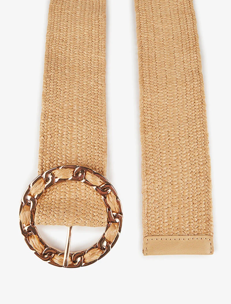 Ceinture à boucle ronde style chaîne - beige - Image 2