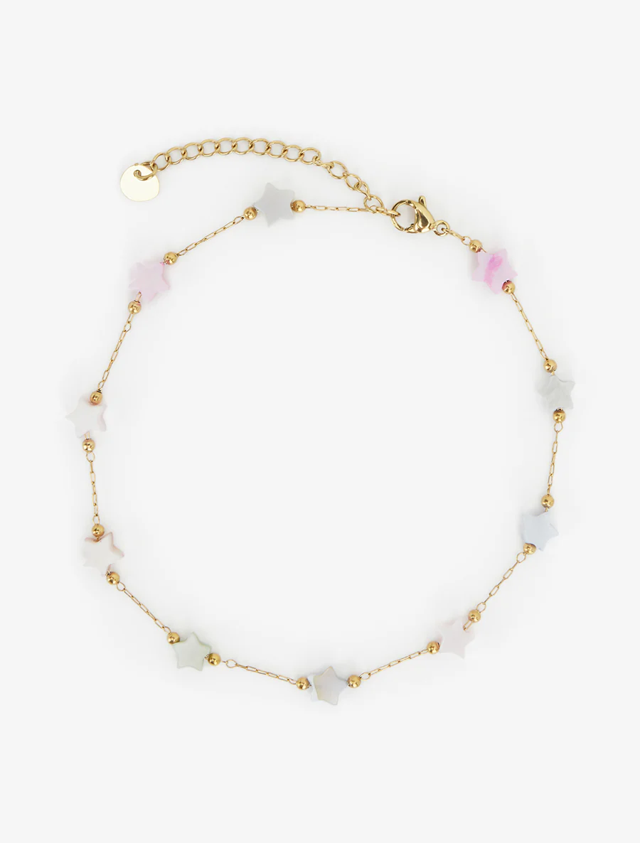 Chaîne de cheville à étoiles colorées - Or - Image 2