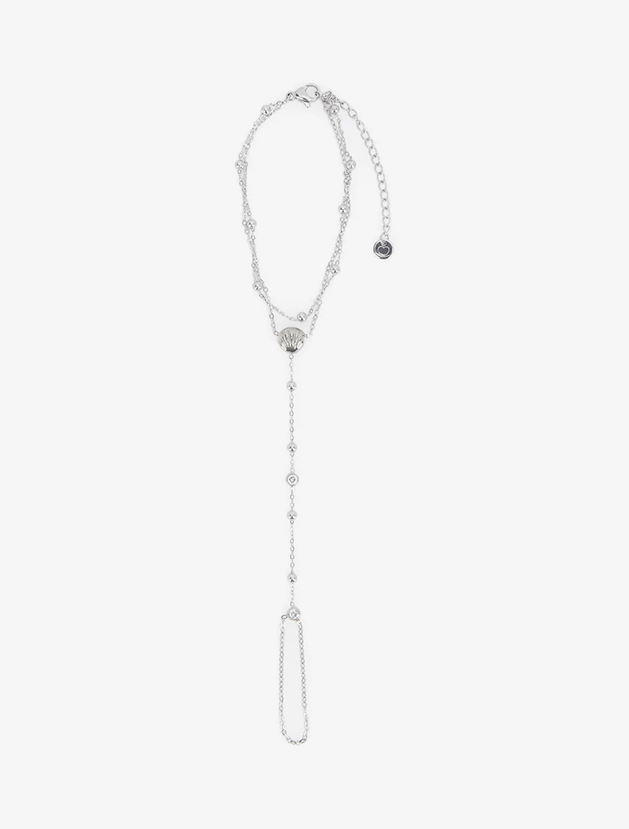 Chaîne de main coquillage et zircon blanc - Argent - Image 2