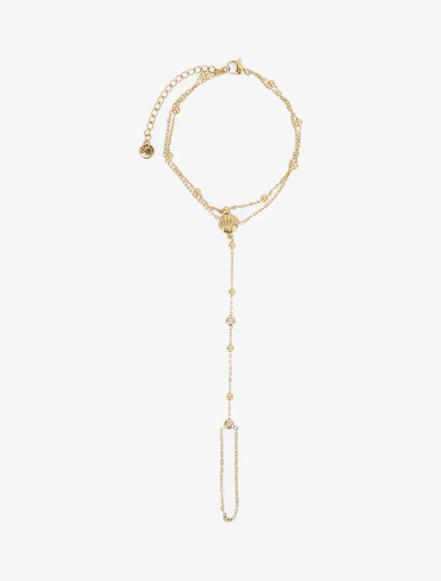 Chaîne de main coquillage et zircon blanc - Or - Image 2