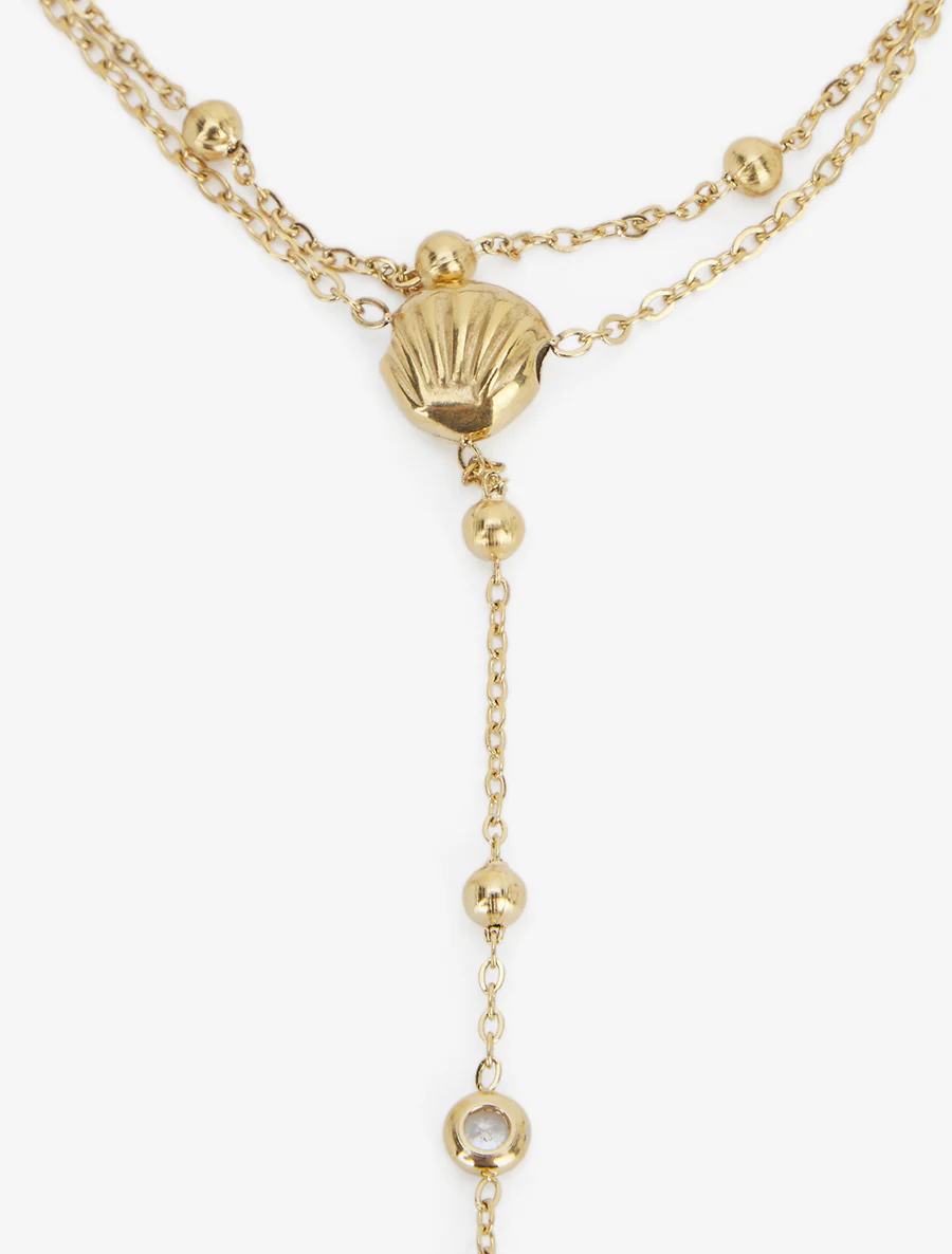 Chaîne de main coquillage et zircon blanc - Or - Image 3