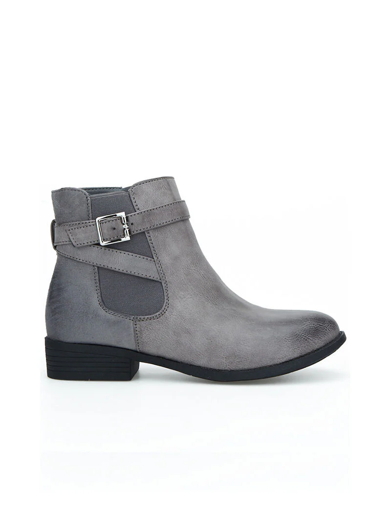 Chelseas boots bimatière lanières décoratives - gris