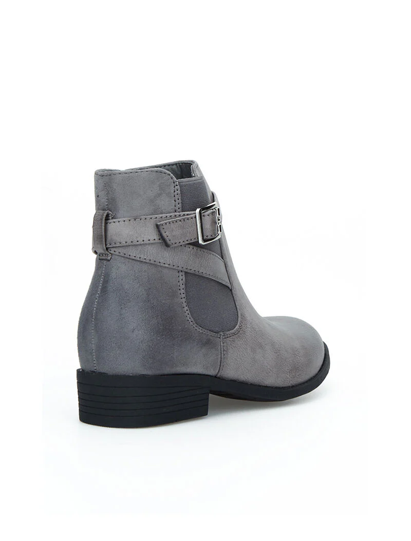 Chelseas boots bimatière lanières décoratives - gris - Image 4