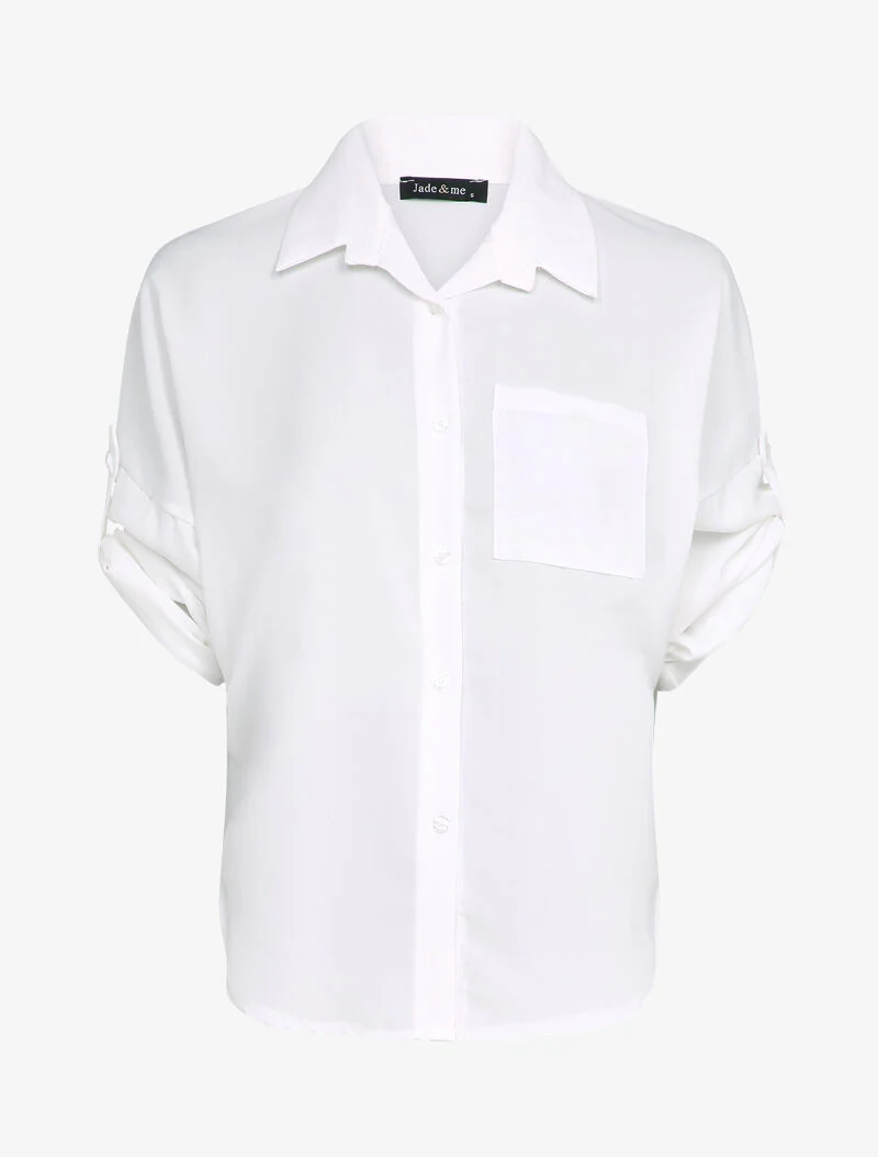 Chemise à manches rabattables style kimono - Blanc