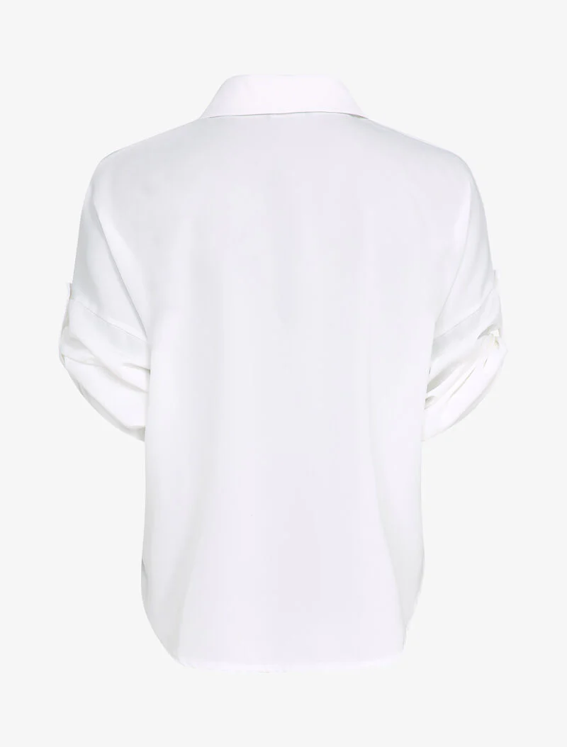 Chemise à manches rabattables style kimono - Blanc - Image 2