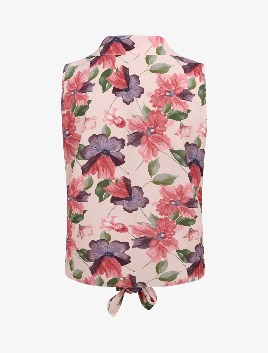 Chemise à nouer à imprimé orchidées - Rose pâle - Image 2