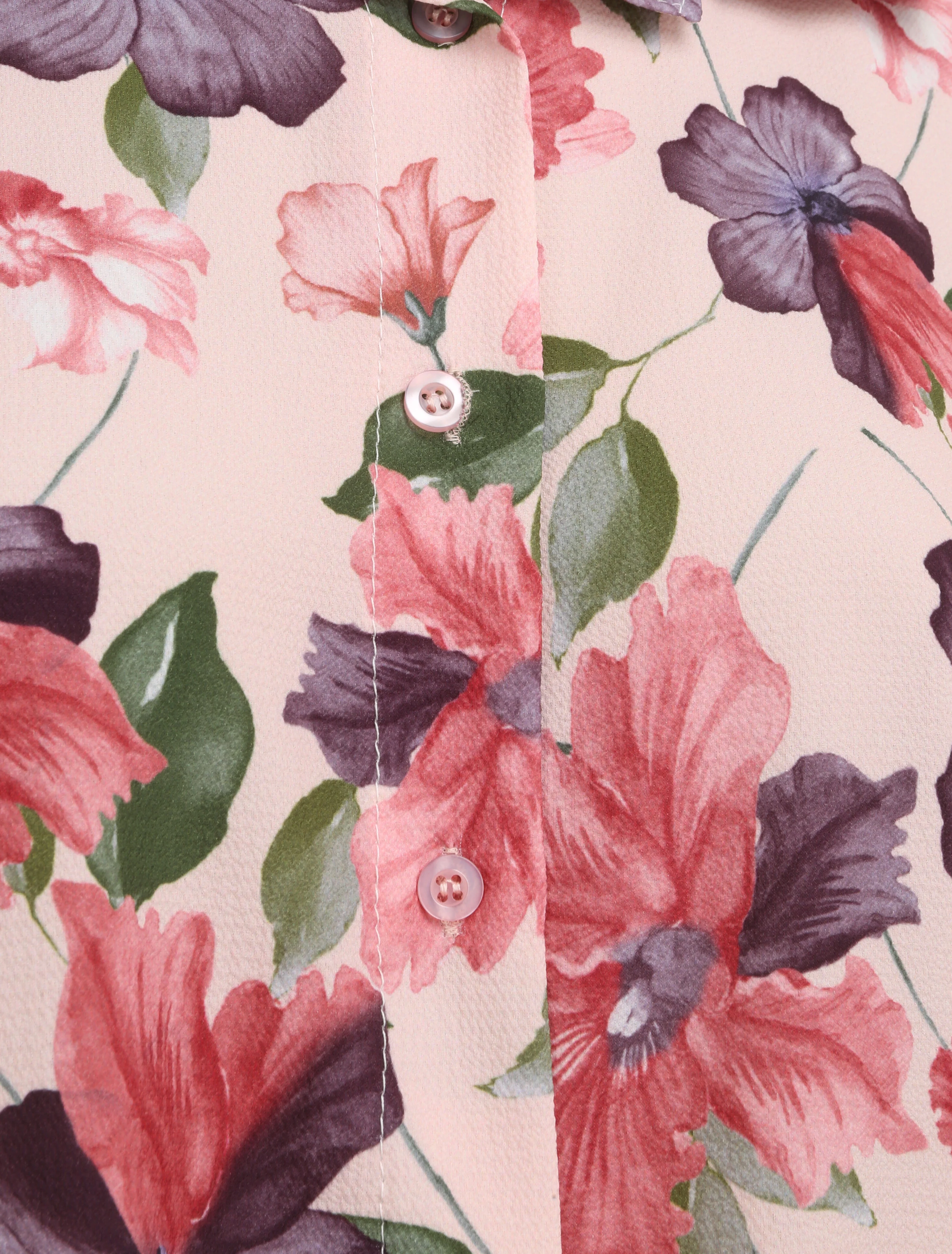 Chemise à nouer à imprimé orchidées - Rose pâle - Image 3