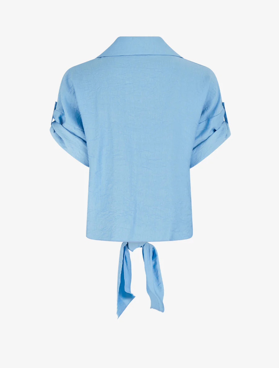 Chemise à nouer ample à manches courtes - Bleu ciel - Image 2