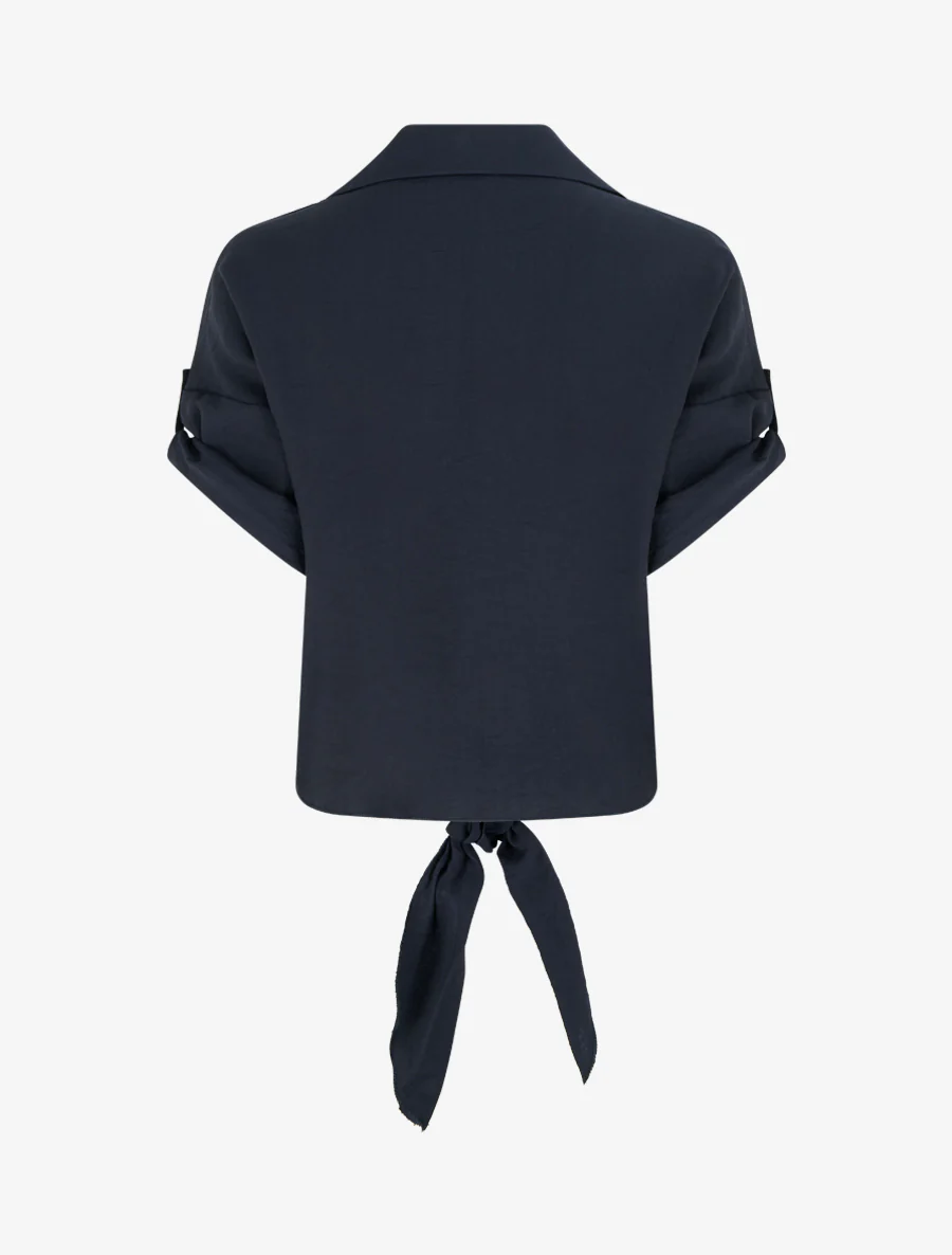 Chemise à nouer ample à manches courtes - Bleu nuit - Image 2