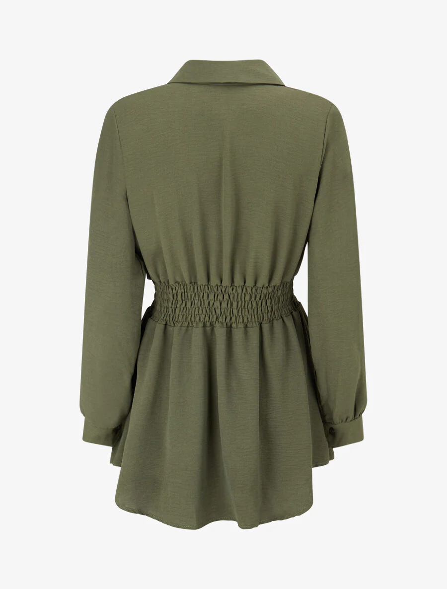 Chemise à taille élastiquée - Kaki - Image 2