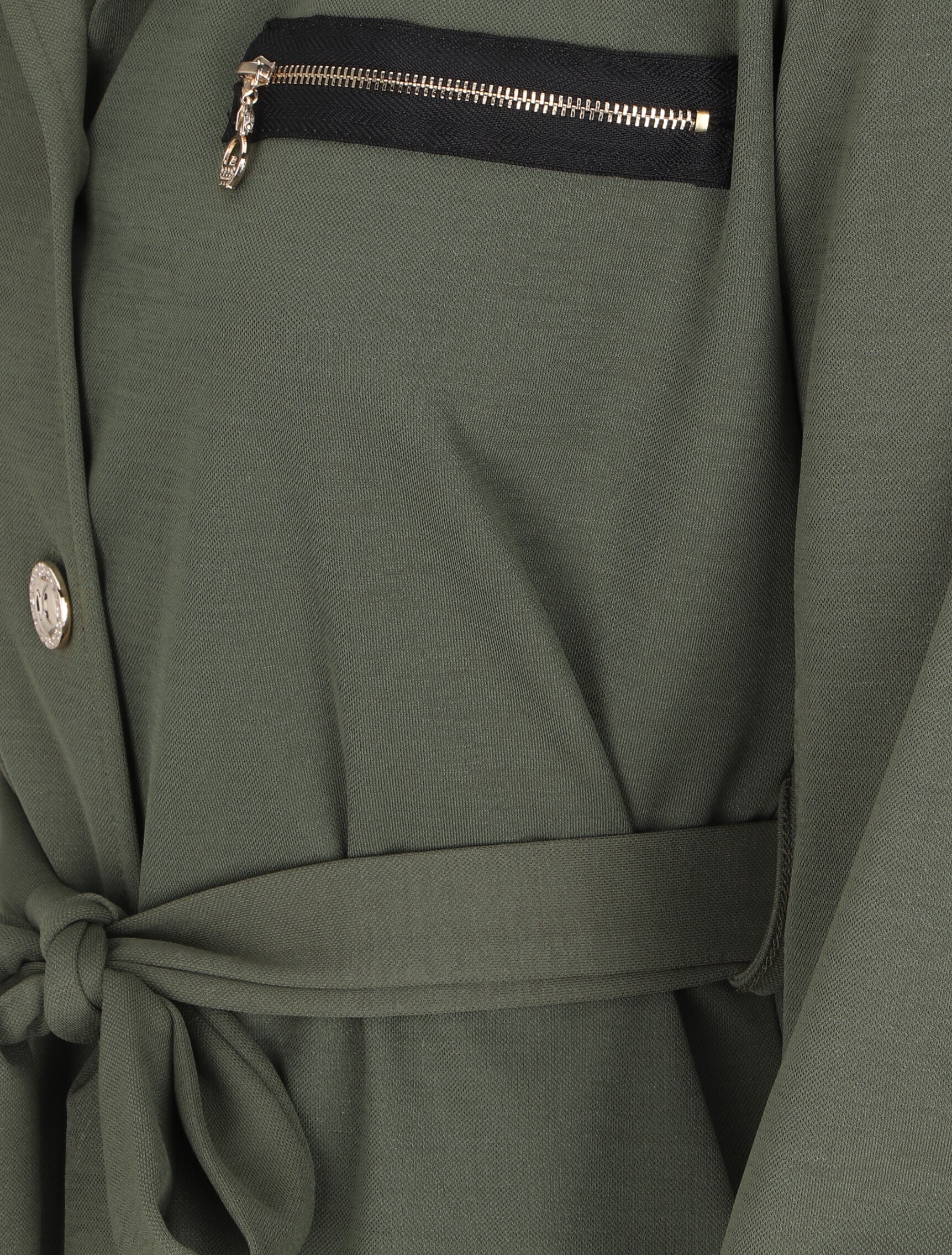 Chemise ajustée à boutons stylisés - Kaki - Image 3